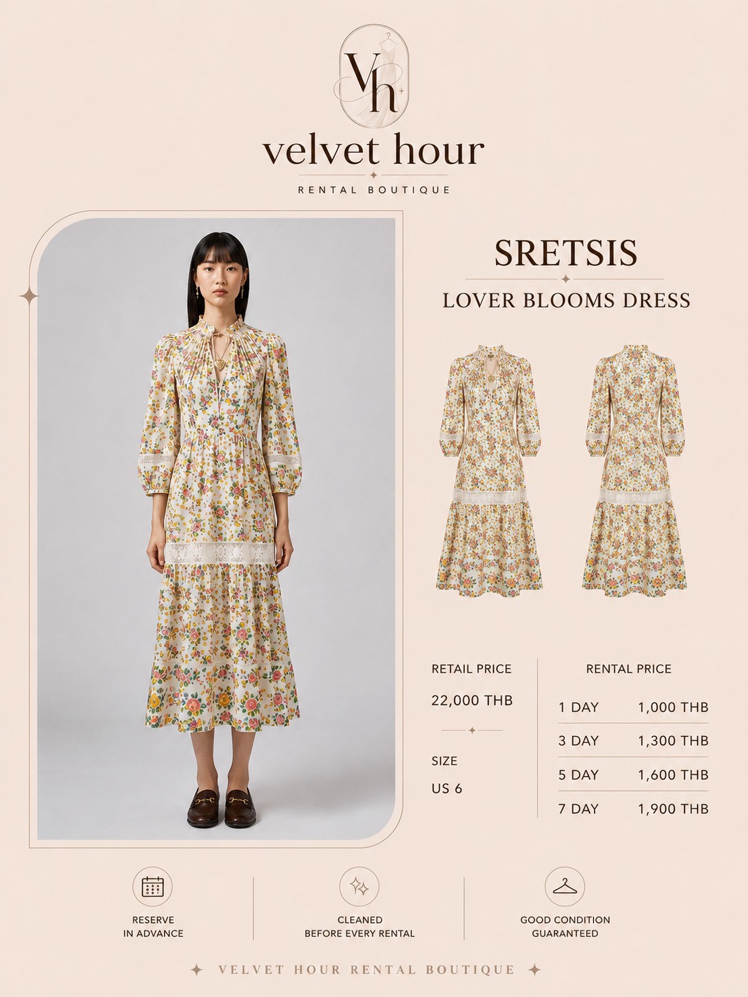 เช่าชุด Sretsis Lover Blooms Dress — Velvet Hour กรุงเทพ