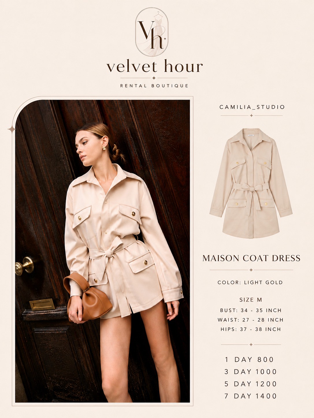 เช่าชุด Camilia Studio Maison Coat Dress — Velvet Hour กรุงเทพ