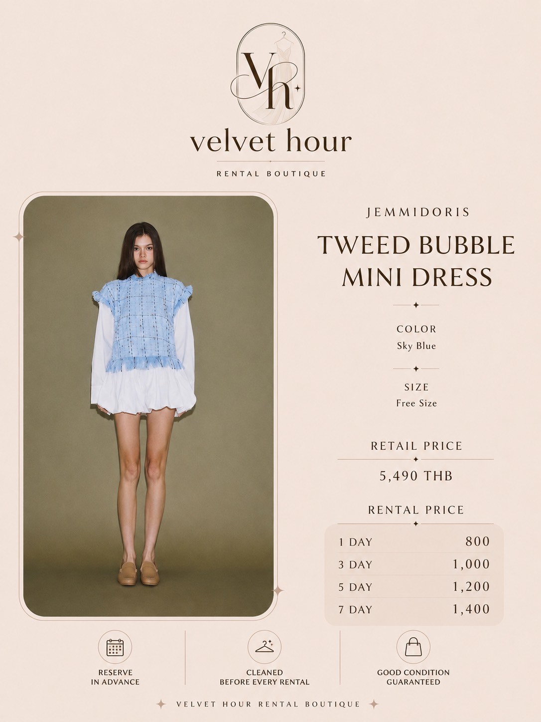 เช่าชุด Jemmidoris Tweed Bubble Mini Dress — Velvet Hour กรุงเทพ
