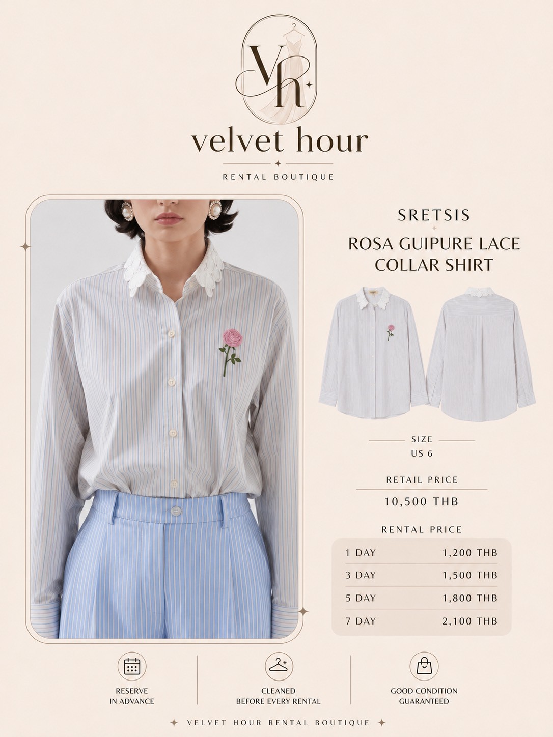 เช่าชุด Sretsis Rosa Guipure Lace Shirt — Velvet Hour กรุงเทพ