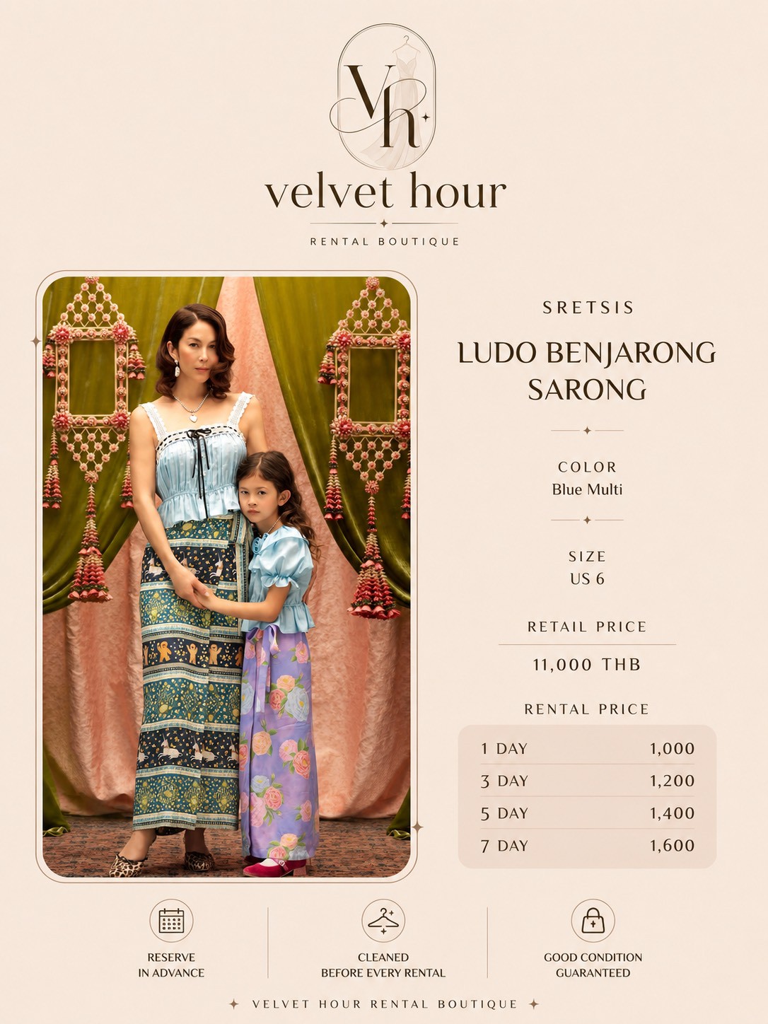 เช่าชุด Sretsis Ludo Benjarong Sarong — Velvet Hour กรุงเทพ