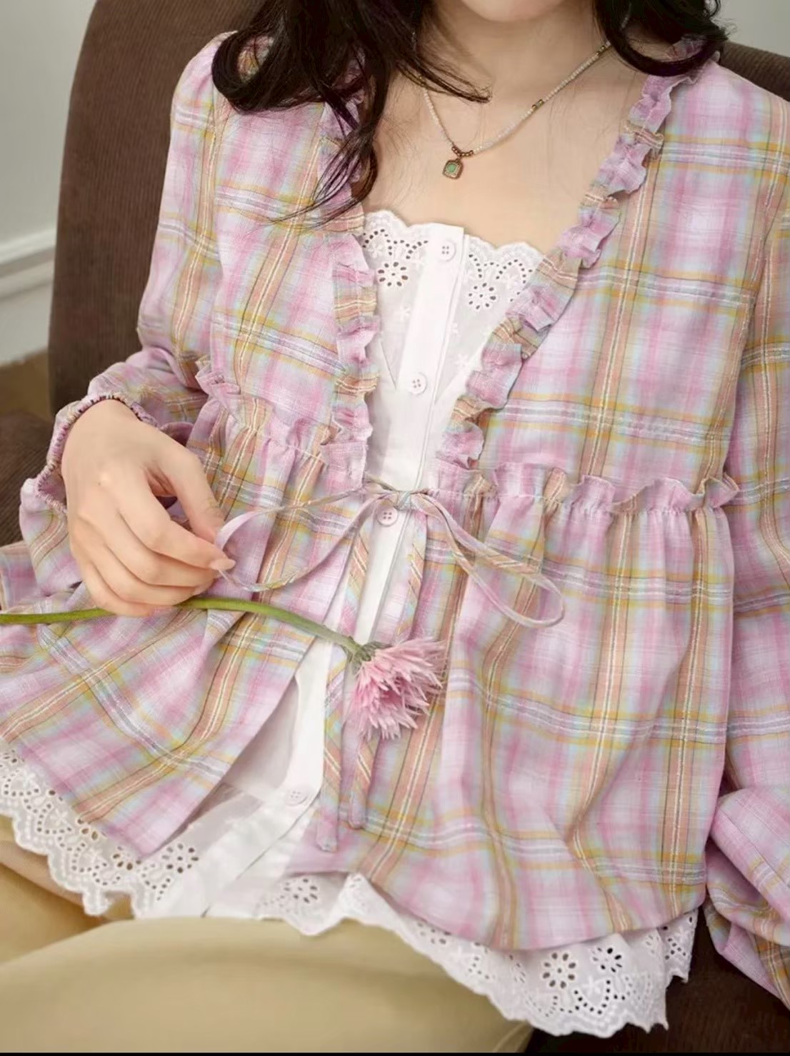 เช่าชุด Kuose Pink Layered Look Blouse — Velvet Hour กรุงเทพ
