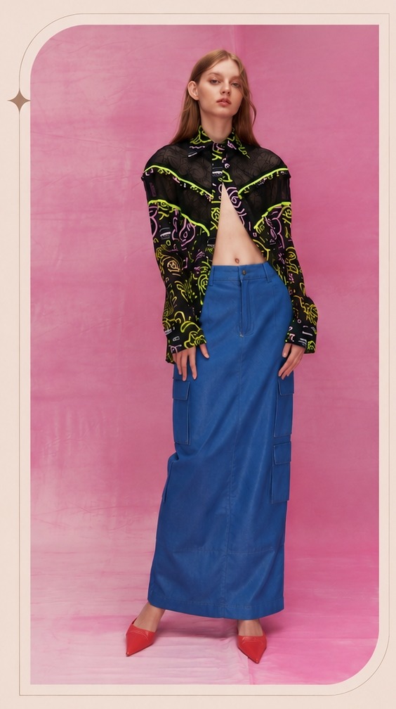 เช่าชุด Landmee Neon Graphic Mesh Shirt — Velvet Hour กรุงเทพ